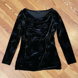 Lands’ End Velvety Paisley Cowl Neck Tunic Blouse Women’s XS 2-4